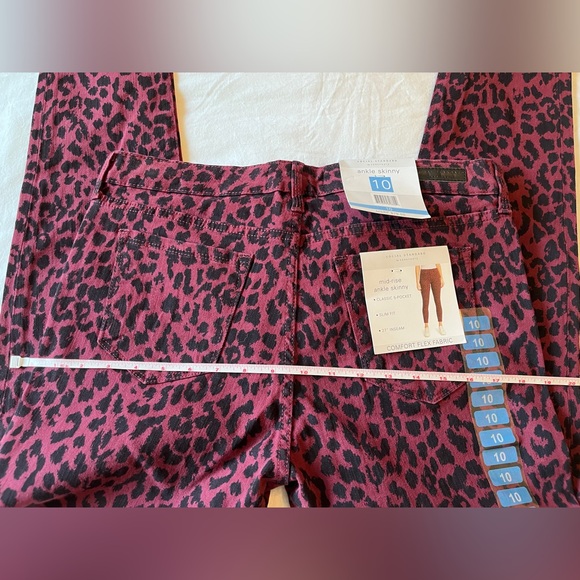 Social Standard by Sanctuary Ankle Skinny “Cheetah” Jeans Size 10 Deep Red NWT - Picture 7 of 10